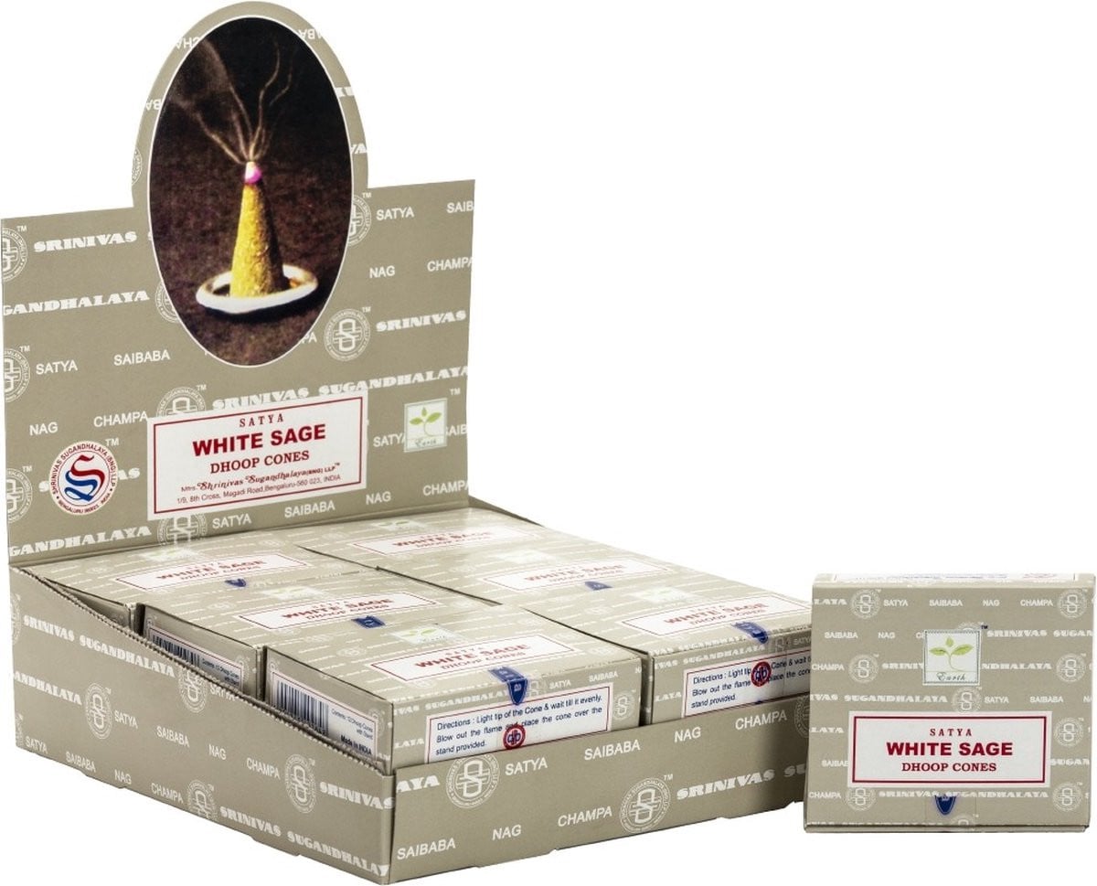 Satya Wierookkegels White Sage - 12 pakjes