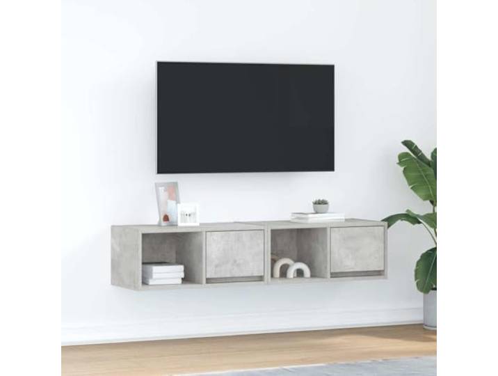 HEFZGDB TV-Schränke 2 STK. Betongrau 60x31x25,5 cm Holzwerkstoff Wandschrank Sideboard Stauraum Lösung für Wohnraum Ordnung
