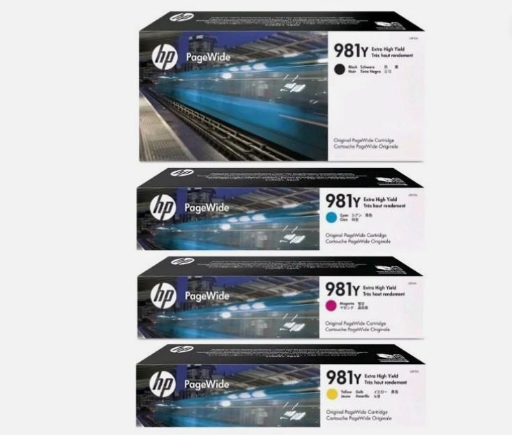 4x HP 981Y (L0R16A L0R13A L0R14A L0R15A) PageWide Druckerpatronen PageWide Enterprise, XXL Set Satz Multipack - MHD überschritten