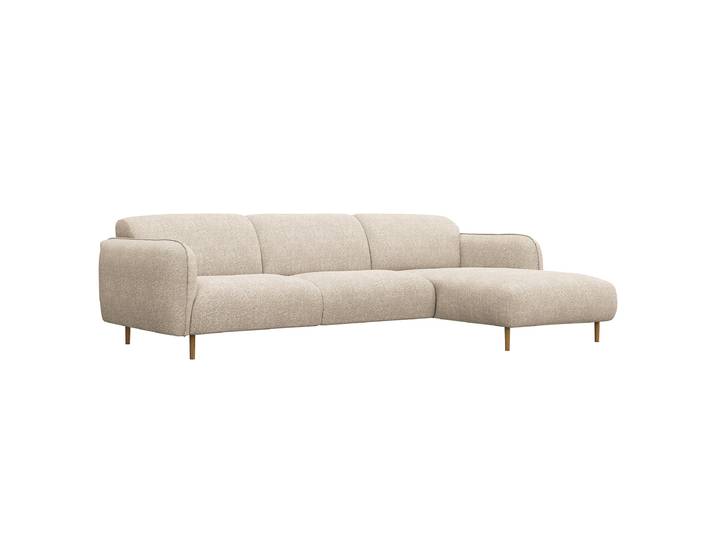 Applique murale Tycho Beige Tissu Bouclé Coletta 258 x 72 x 160cm Méridienne courte à droite vue de face Moderne