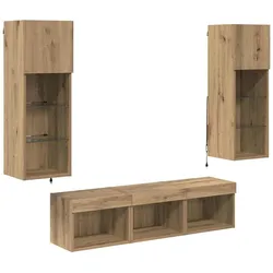 Helloshop26 - Modernes wandmontiertes TV-Möbel mit Glasböden 60 x 30 x 30 cm klare Linien schwarzes Eichenholz 02_0056086
