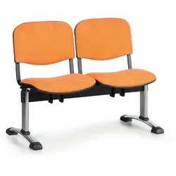 Gepolsterte Wartezimmerbank, Traversenbank VIVA, 2-sitzer, orange, verchromte Füße