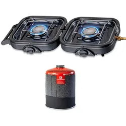 2-flammiger Gaskocher 4600W faltbar + Gaskartusche KEMPER