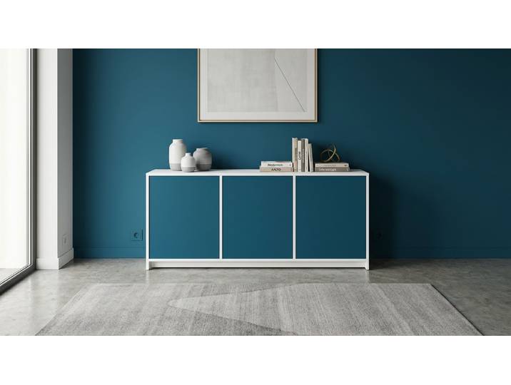 Blaues Sideboard von Pickawood MDF Beschichtet MDF Weiß matt