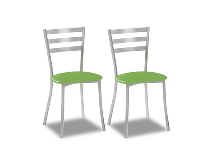 ASTIMESA Skalmve Zwei Küchenstühle, Metall Aluminium Kunstleder, grün, Altura de asiento 45 cms
