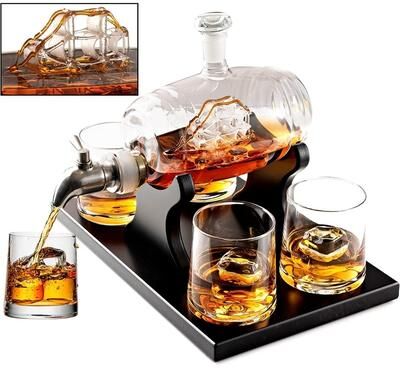Bezrat Ship in a Bottle Whiskey Decanter Set