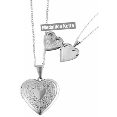 Kette mit Anhänger ADELIA´S "Damen Edelstahl Halskette mit Anhänger", silber, Halsketten, Damen, Edelstahl