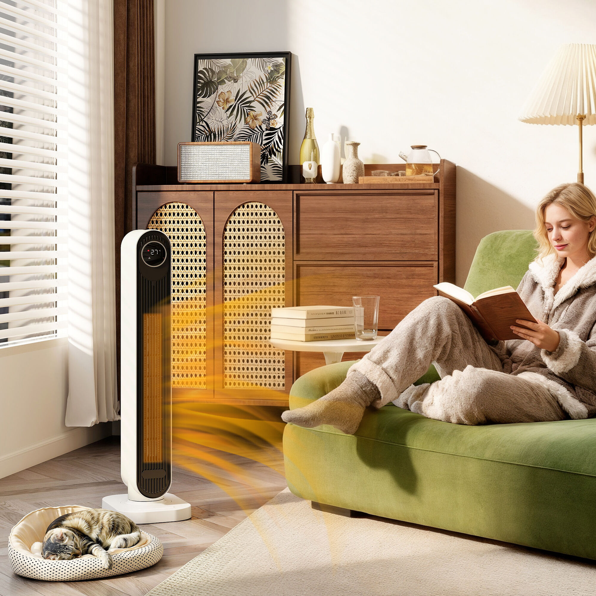 Altro Termoventilatore In Abs Da 2000w Con Telecomando, Oscillazione E Timer, 30x22x82.5 Cm, Bianco