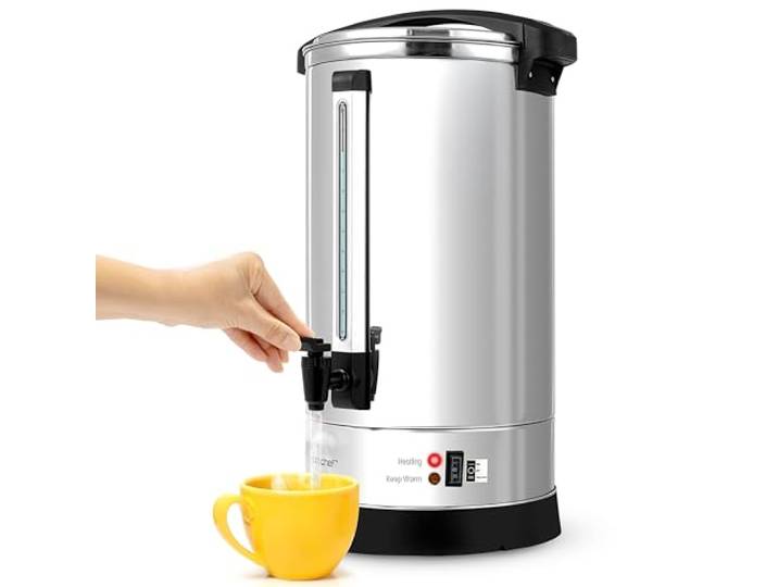 NutriChef Einkochautomat & Heißwasserspender 19L – Edelstahl Boiler mit Sicherheitsdeckel & Tropffreiem Hahn Warmhaltefunktion für Glühwein, Tee, Kaffee Gewerblich & Privat 1100W Kompaktgerät