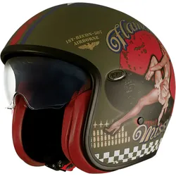 Premier Vintage Pin Up, Jethelm - Matt Oliv/Rot/Blau - M