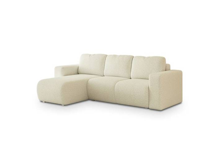 Canapé d'angle RINOVA Canape Convertible - Angle - 3 places - 250x143x85 cm - Tissu bouclette QUELLE 02 - Beige