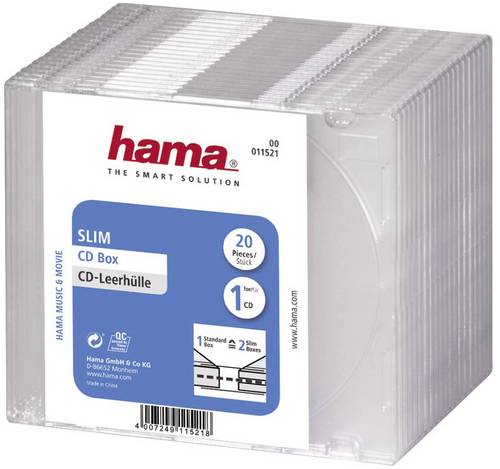 Hama CD Hülle Slim 00011521 1 CD/DVD/Blu-Ray Transparent Polystyrol 20St.
