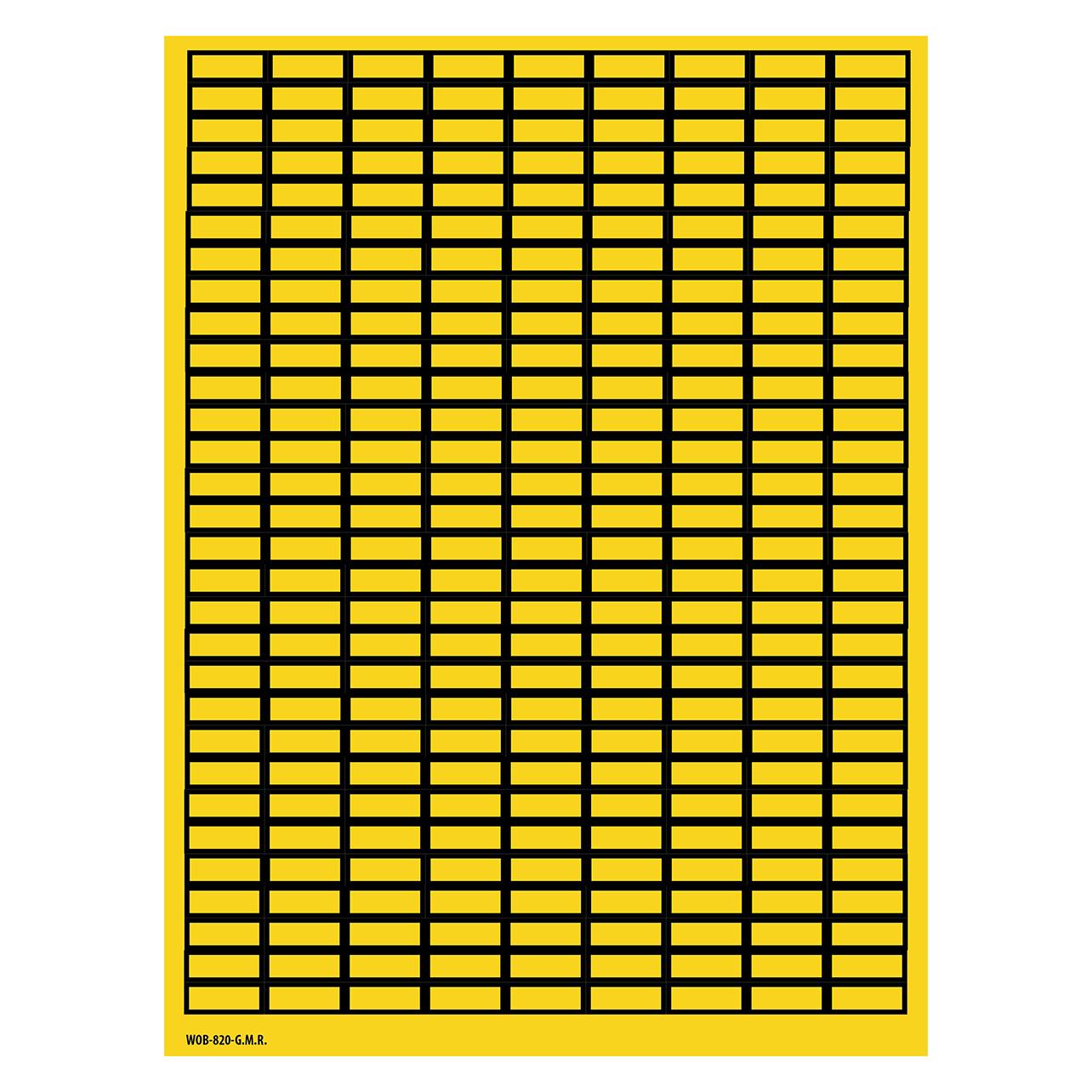 Brady B-500, WOB-820-G.M.R., BESCHRIFTBARE Etiketten, Vinylgewebe, Gelb mit schwarzem Rand, 8 x 20 (WOB-820-G.M.R.)