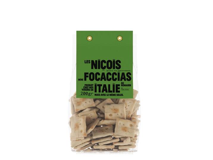 LES NICOIS Biscuits apéritif mini-focaccias au romarin de Tata Rita le paquet de 200 g