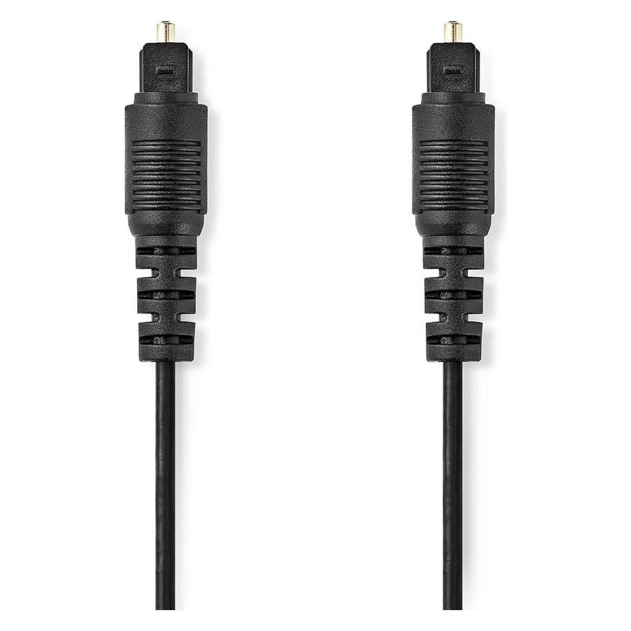 Nedis Optisches Audiokabel | Toslink Stecker | Toslink Stecker | 2.00 m | Rund | PVC | Schwarz | Lab (2 m, Toslink Kabel) (CAGL25000BK20)