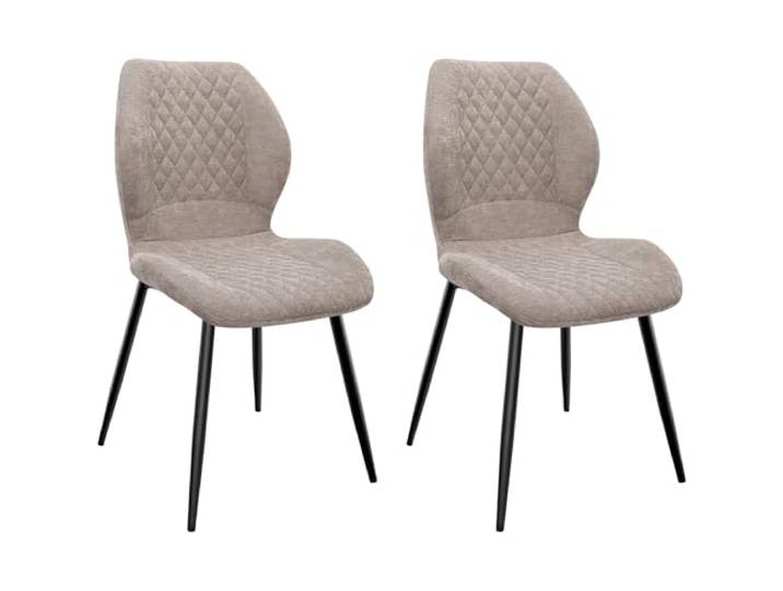 FRUOGO Esszimmerstühle 2er Set,Esszimmerstühle Modern,Küchenstuhl,mit Leinen Schwamm Kissen, Metallbeine und Diamant-Muster Gepolstert-Braun.
