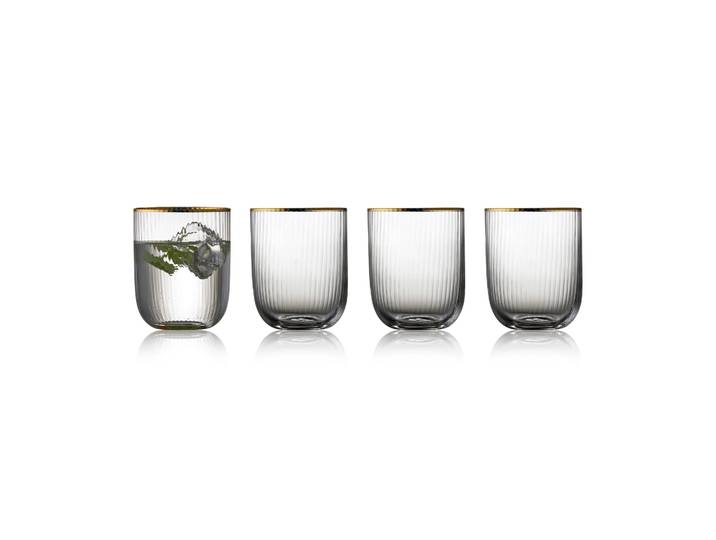 Lyngby Glas Gobelet en verre Palermo Gold 35 cl, lot de 4 Transparent-or