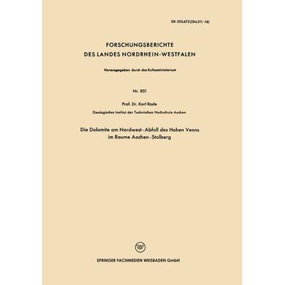 Die Dolomite am Nordwest-Abfall des Hohen Venns im Raume Aachen-Stolberg, Taschenbuch von Karl Rode, VS Verlag für Sozialwissenschaften,