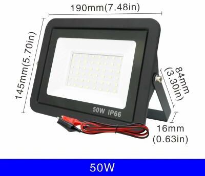 The Handy Homestead DC12V LED Flood Light: 20W 100W Outdoor Spotlight, Waterproof IP66, Portable 12 Volt LED Lights Cool White(5500 7000K) DC 12V 50W