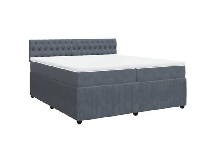 PUGYNBK Boxspringbett aus Samt, Dunkelgrau, 200 x 200 cm Taschenfedern, waschbarer Matratzenschoner, Lattenrost, atmungsaktive Unterstützung