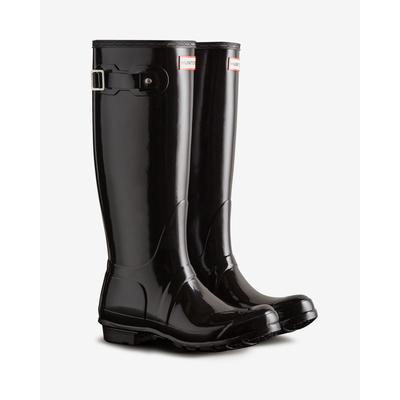 Gummistiefel HUNTER "ORIGINAL TALL GLOSS BOOT", Damen, Gr. 36, schwarz, Synthetik, glänzend, Schuhe Gummistiefel, wasserdicht