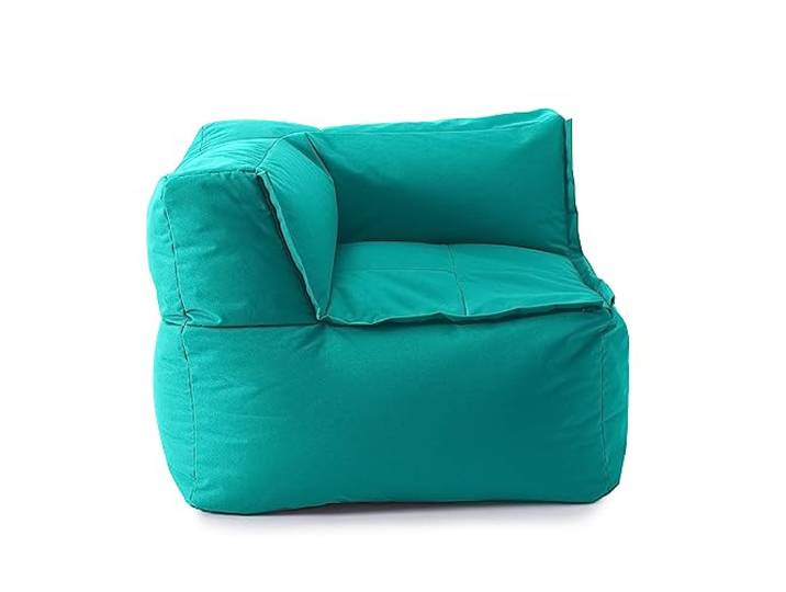 Lumaland Sitzsack-Lounge Modular Eckteil Waschbare Sitzmöbel für Innenräume & Garten Indoor & Outdoor Sitz-Garnitur Wasserfester Ecksessel Einfach erweiterbar 81x81x70cm [Türkis]