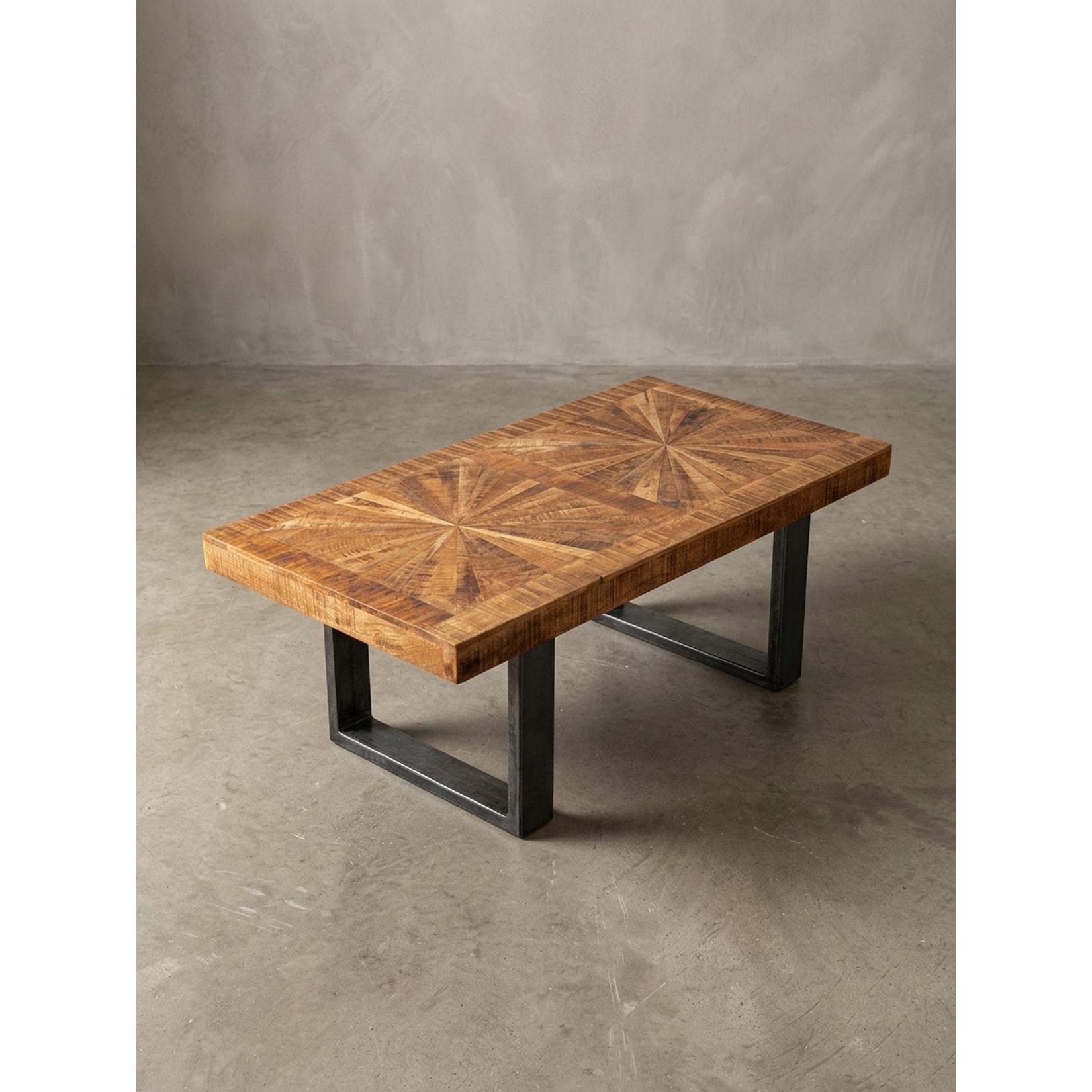 Couchtisch Mango Massivholz in Braun, Industrial Design, 105x40x55 cm