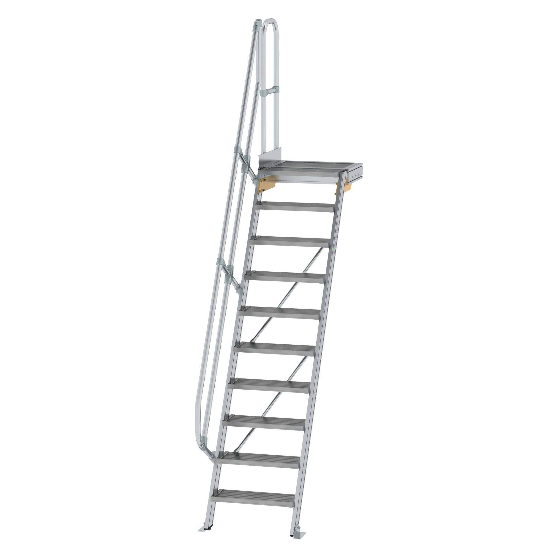 Munk Treppe mit Plattform 60° Stufenbreite 600 mm 10 Stufen Aluminium geriffelt (60 cm) (600370)