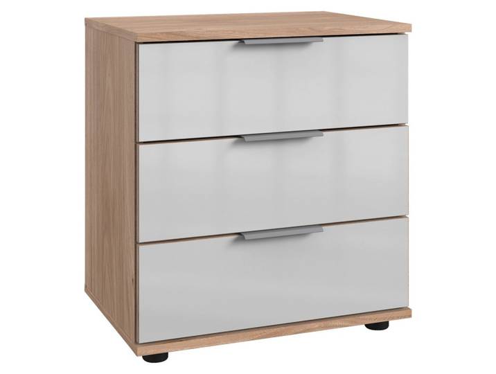 Nachttisch 52/58/38 cm Weiss, Eichefarben