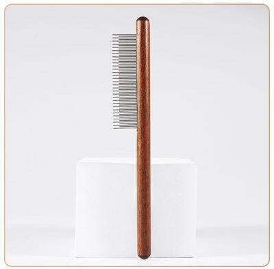 Uplift Picks Solid Wood Pet Comb For Cat And Dog Hair Removal And Grooming Care dark Khaki