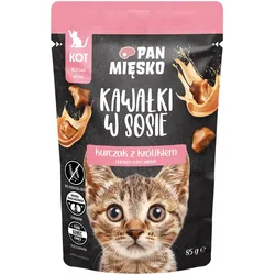 PAN MIĘSKO Stückchen in Soße – Huhn mit Kaninchen, 85g, für Kätzchen