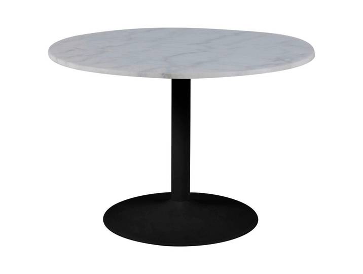 P & B Esstisch, Schwarz, Weiß, Metall, Stein, rund, Säule, rund, Bodenplatte, 110x75x110 cm, Esszimmer, Tische, Esstische, Esstische rund
