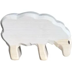 Holztier Schaf Weiss 10x6.5x3cm - Handgefertigt mit Bio-Ölen poliert - Nachhaltiges Lernspielzeug & Weihnachtsgeschenk - Fördert Fantasie & Intelligenz