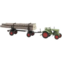 Busch 54152 H0 Landwirtschafts Modell Fendt F 15 Dieselross mit Holzanhänger