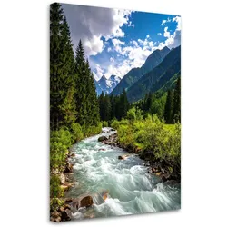 LEINWANDBILD Berglandschaft Bach Natur 70x100cm