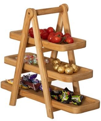 Vintiquewise 3-Tier Wooden Tray Farmhouse Inspired Cupcake Stand Dessert Platter Pastry Holder Appetizer Display