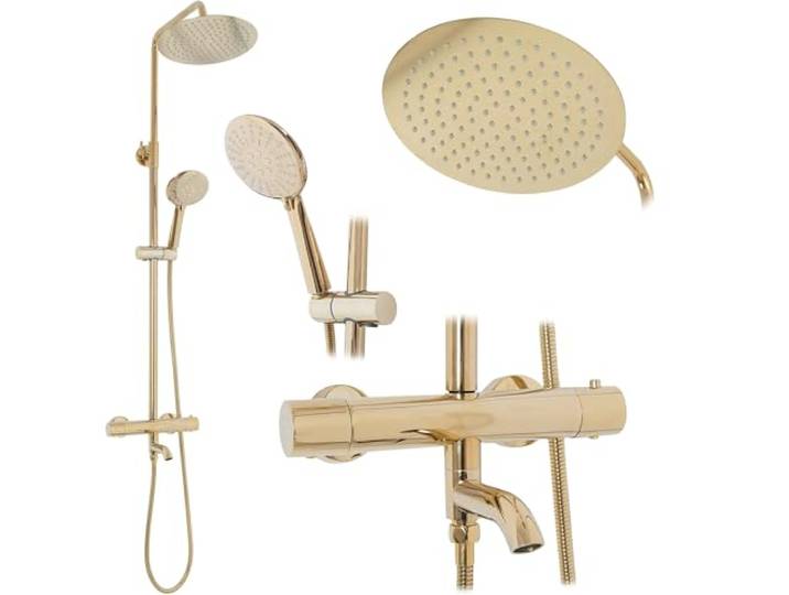 REA Rea Lungo Ensemble de douche encastré Doré + boîte de douche