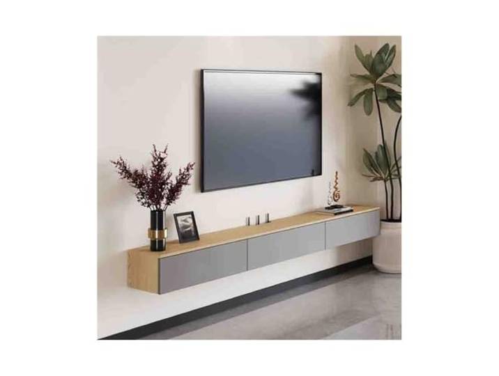 DFHS46JK Multimedia-Möbel Schwimmendes Entertainment-Center, an der Wand montierter schwimmender TV-Ständer für das Wohnzimmer(Grigio,150x24x20cm)
