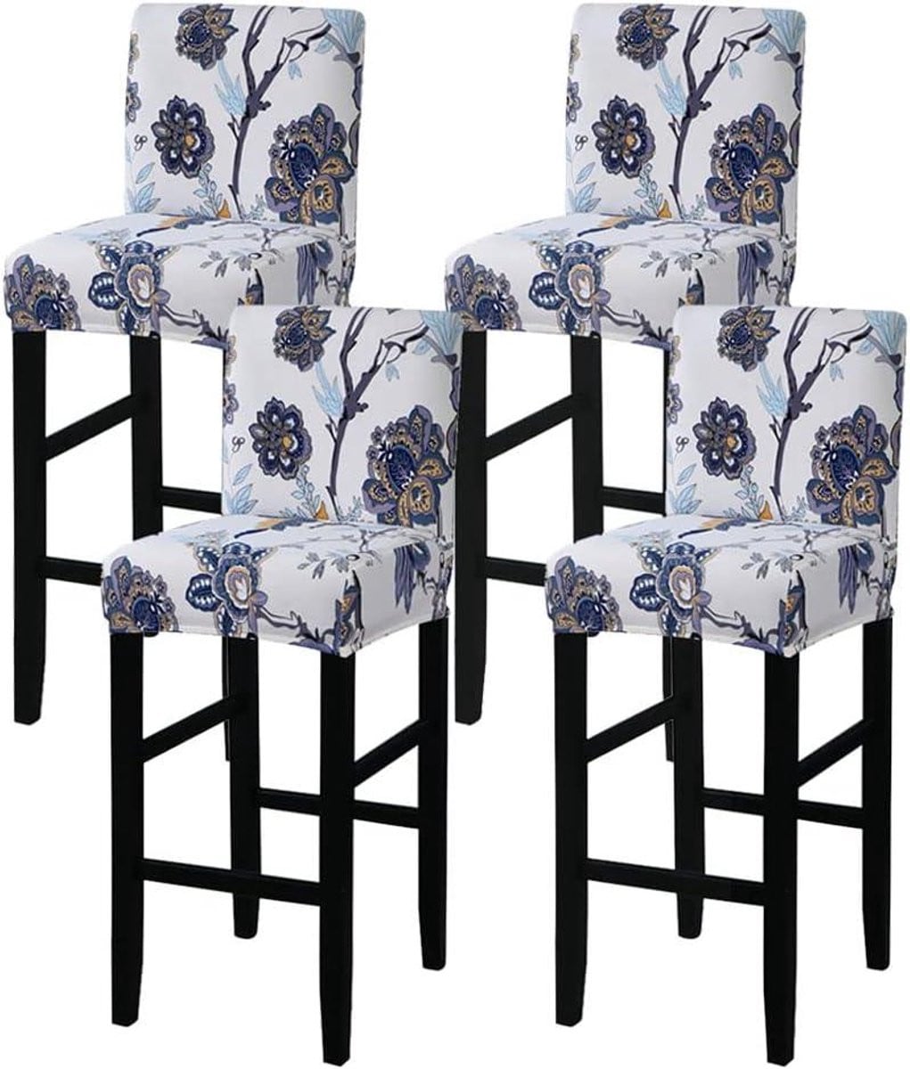 Set van 4 afneembare en wasbare barkrukhoezen met paarse mandala decoratie