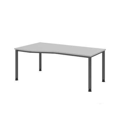 Hammerbacher-Schreibtisch 4Fuß-rd.180x100/80cm Grau/Graphi-VHS18/5/G