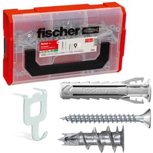 Fischer Schrauben-Dübel-Set 567903, SX Plus, 2 verschiedene Dübel, Schrauben, Haken, 212-teilig, 50 Stück