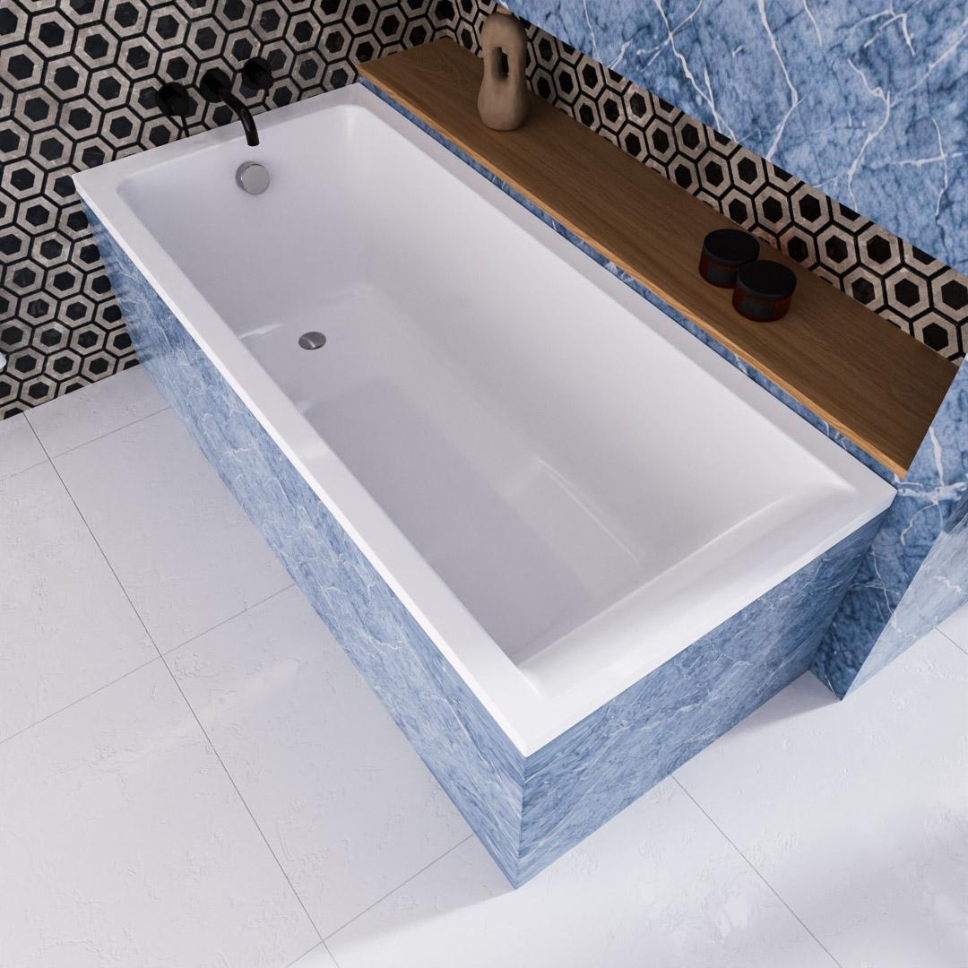 ECOLAM Badewanne Rechteckbadewanne 170x75 cm Savia Styropor Acrylwanne + Füße Ablauf Wanne