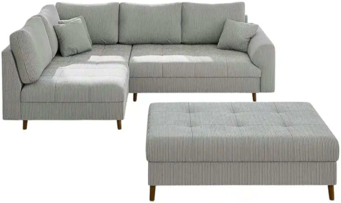 S-STYLE Ecksofa mit Hocker  Maya ¦ grau ¦ Maße (cm): B: 231 H: 81
