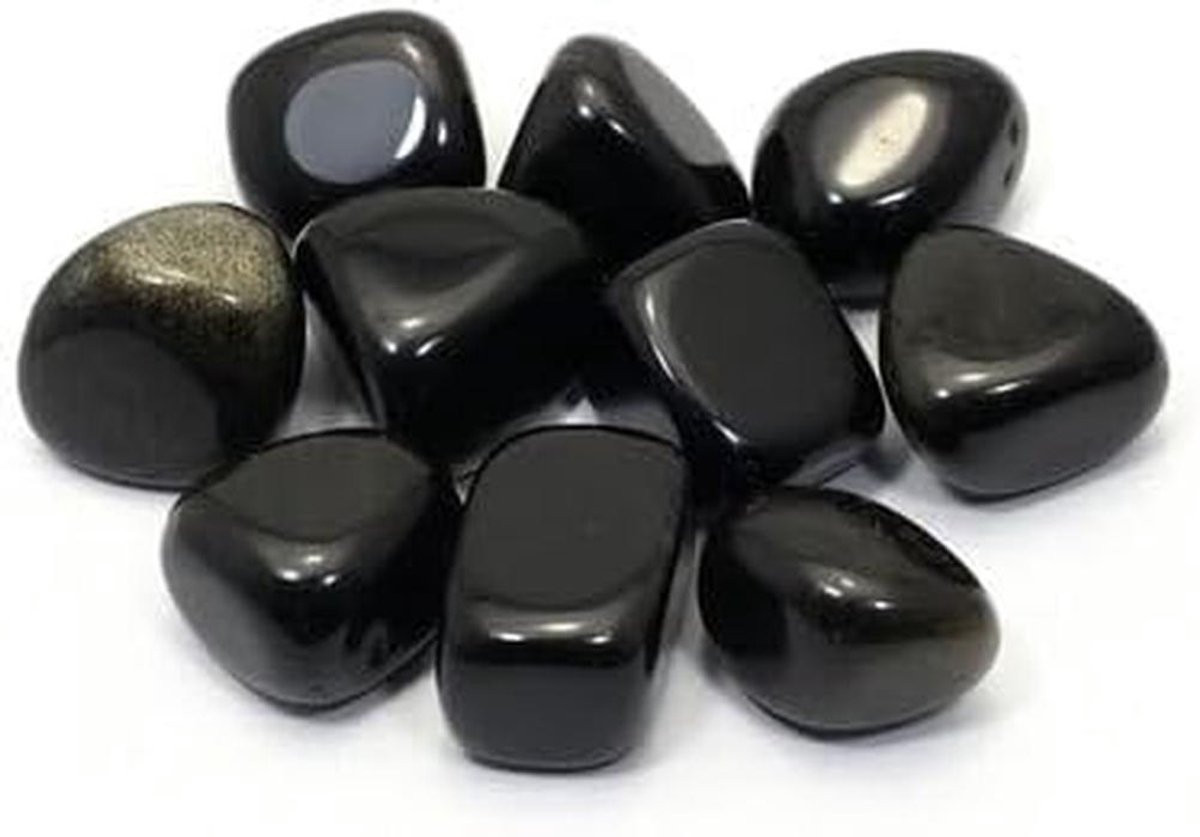 Gepolijste Obsidiaan Trommelstenen - Glanzende Zwarte Edelstenen (20-25mm)