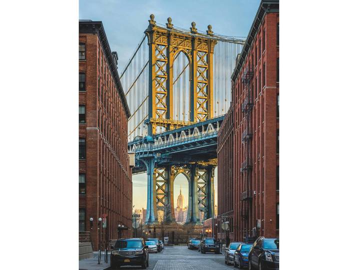 Vliestapete Brooklyn, Mehrfarbig, Papier, Skyline, 184x248 cm, Made in Germany, FSC Mix, Tapeten & Wandverkleidungen, Vliestapeten