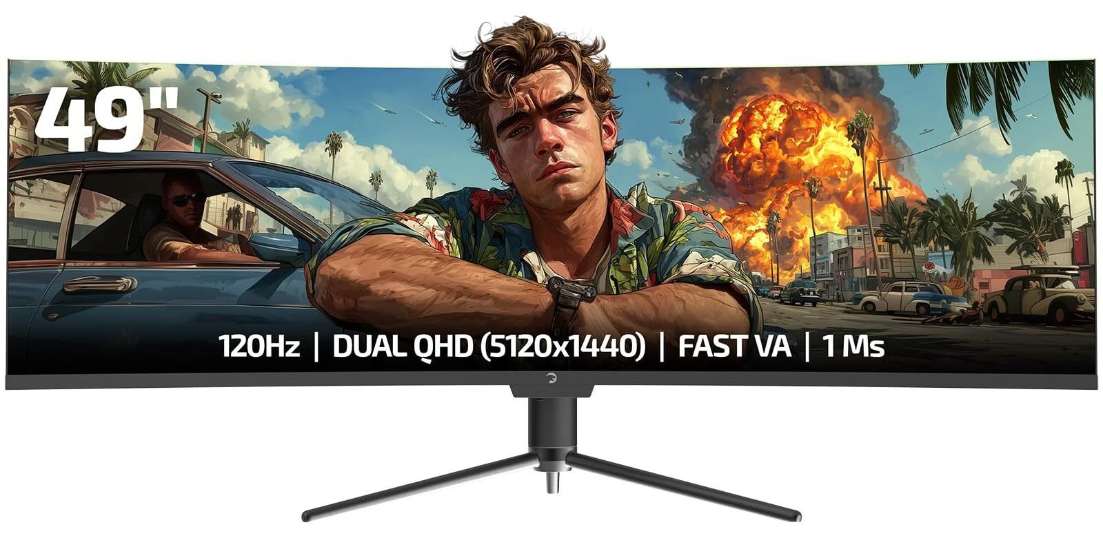 Selius 49 inch Ultrawide Curved Gaming Monitor, 120Hz, 1ms, DQHD 5120x1440