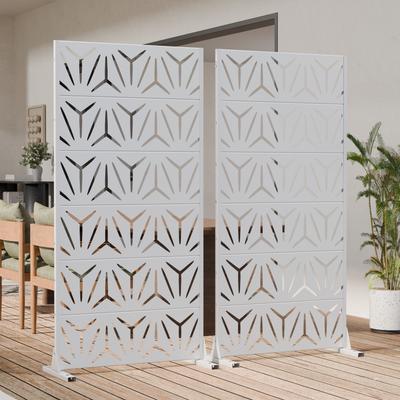 Lirago 2Pcs Outdoor Freestanding Metal Privacy Screen Decorative Partition Panel for Patio Garden Balcony