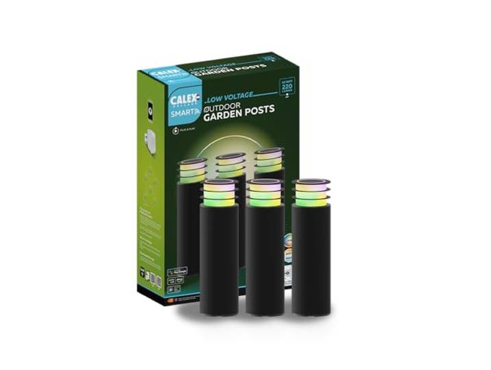 CALEX Smart Outdoor LED Wegeleuchte, RGB-Farben & kalt- bis warmweiß Licht, dimmbar, wasserdicht, WLAN + Bluetooth Gateway App- & Sprachsteuerung, 3er Pack
