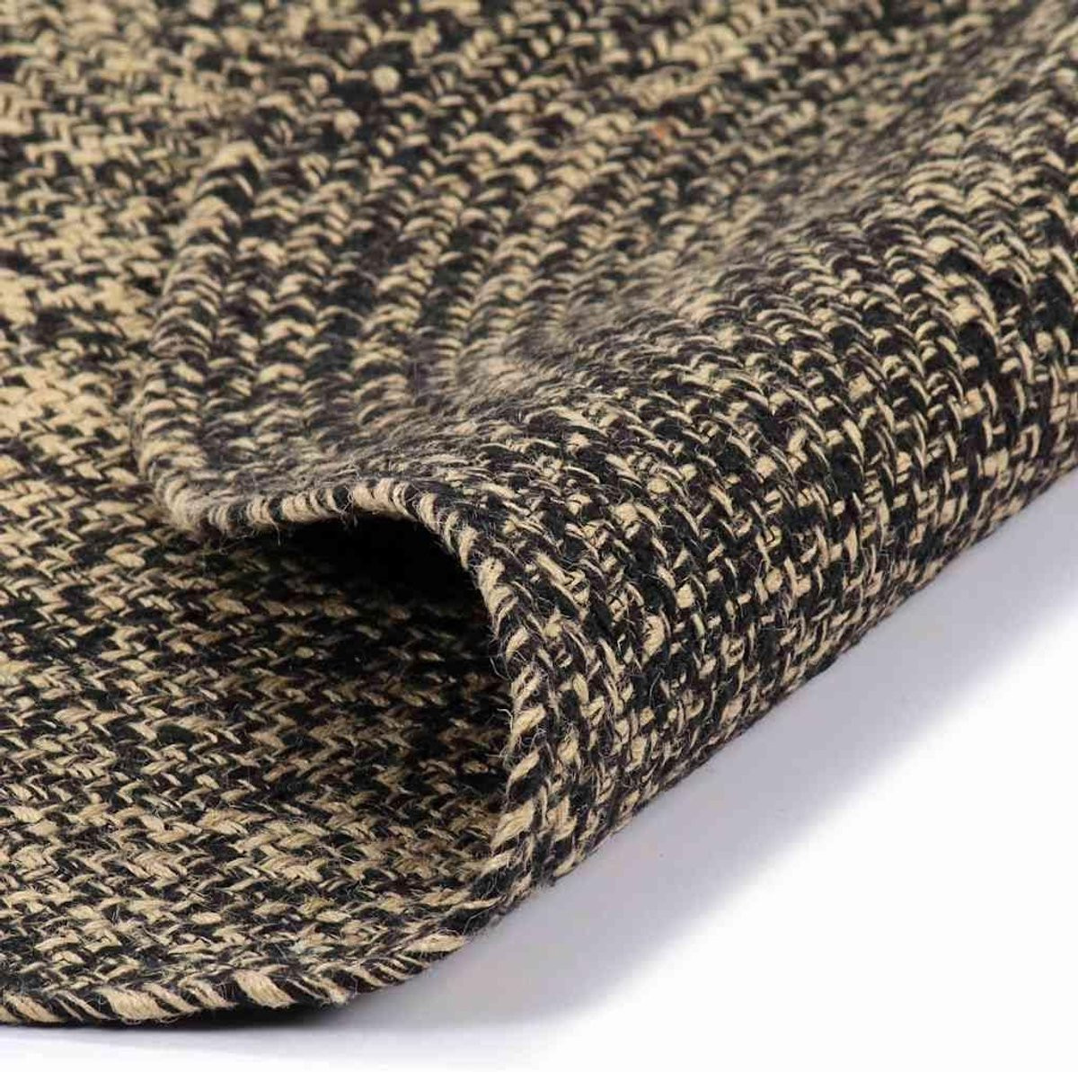 Rond handgeweven jute en katoen vloerkleed in boho stijl - Zwart Natuur