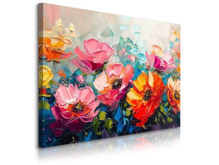 LEINWANDBILD bunte BLUMEN Abstraktion Malarei 120x80cm